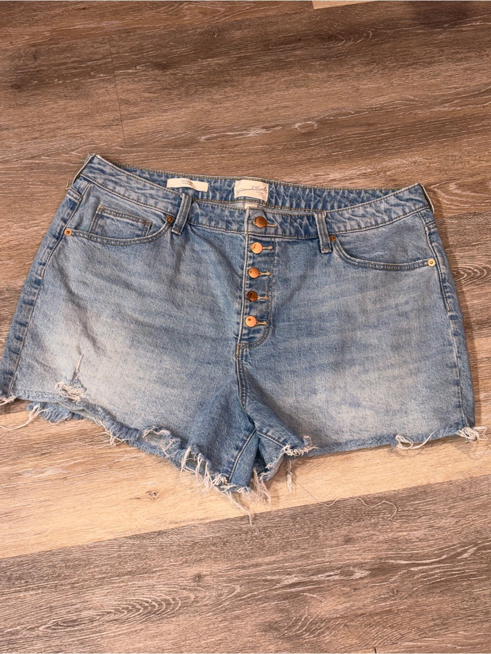 Universal Thread Light Blue Distressed Button-Fly Denim Shorts vintage midi
